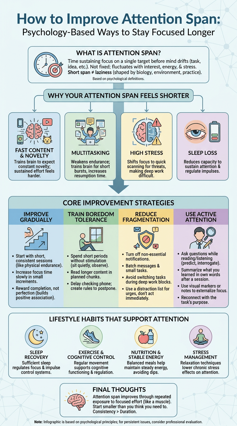 How to Improve Attention Span: Psychology-Based Ways to Stay Focused Longer infographic