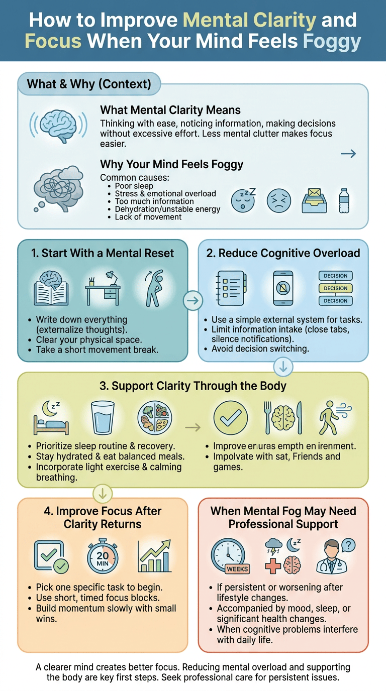 How to Improve Mental Clarity and Focus When Your Mind Feels Foggy infographic