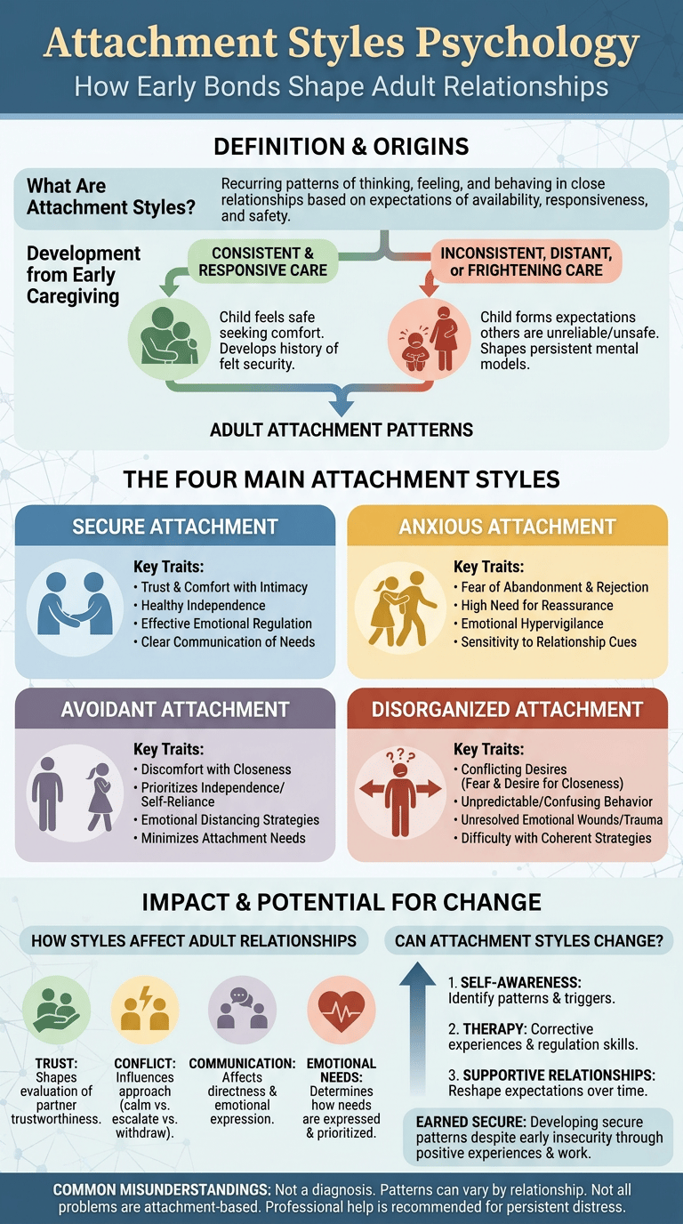Attachment Styles Psychology: How Your Early Bonds Shape Adult Relationships infographic