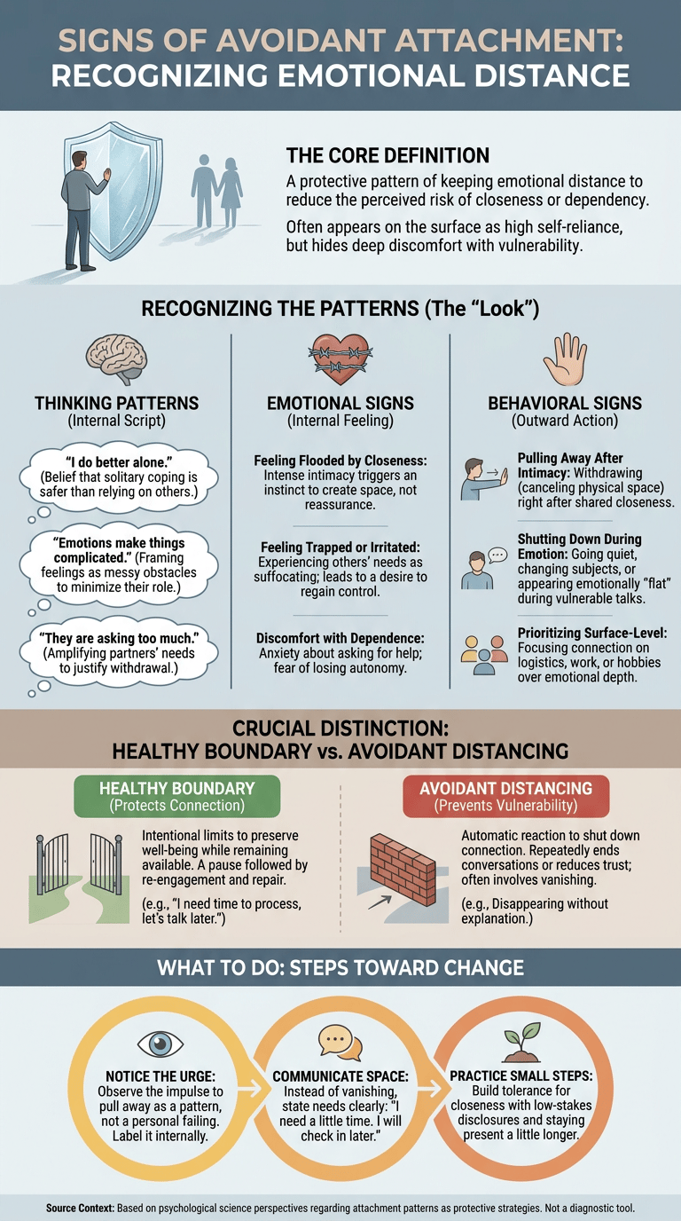 Signs of Avoidant Attachment: How to Recognize Emotional Distance infographic