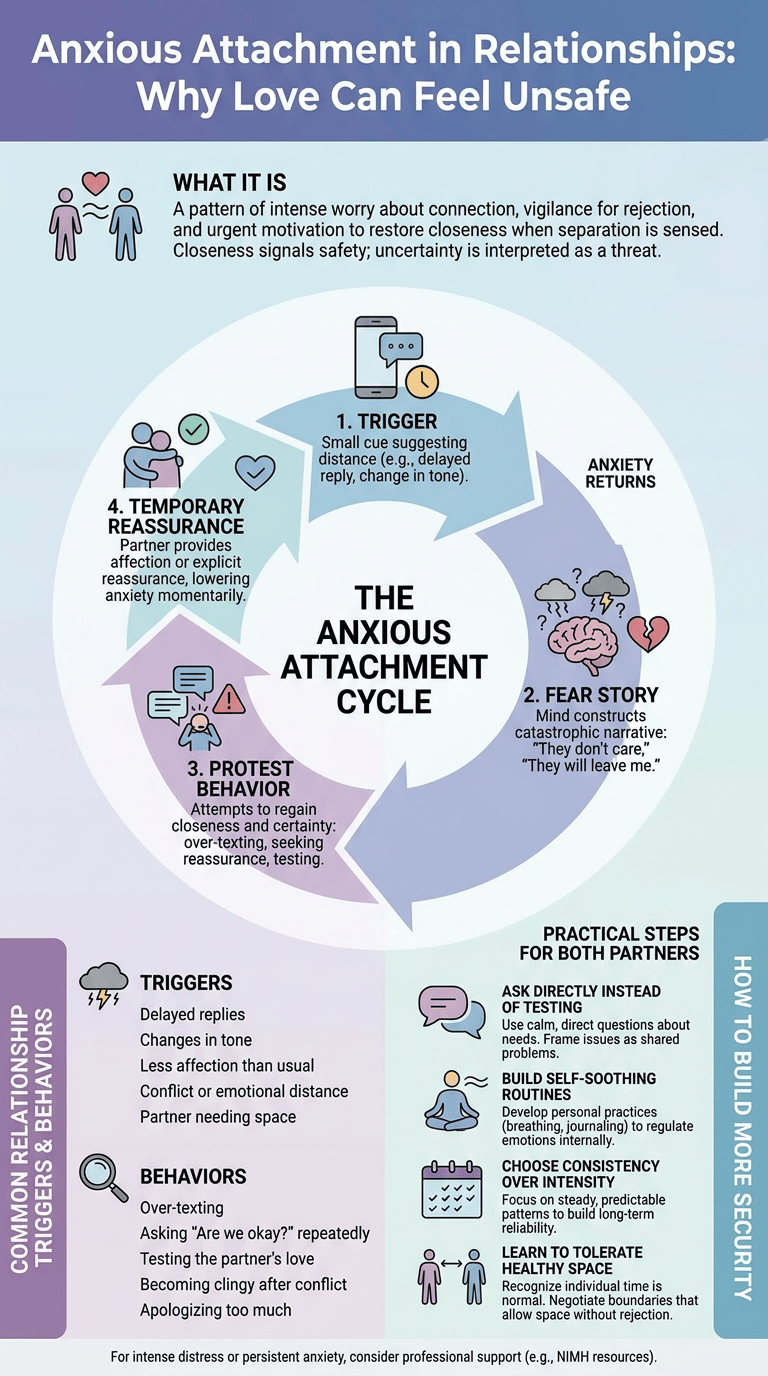 Anxious Attachment in Relationships: Why Love Can Feel Unsafe infographic