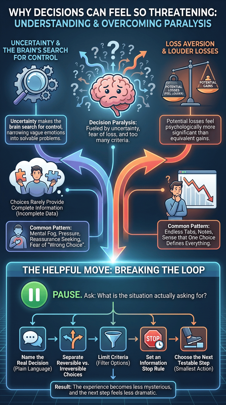 Decision Paralysis Psychology: Why You Freeze When Choosing infographic