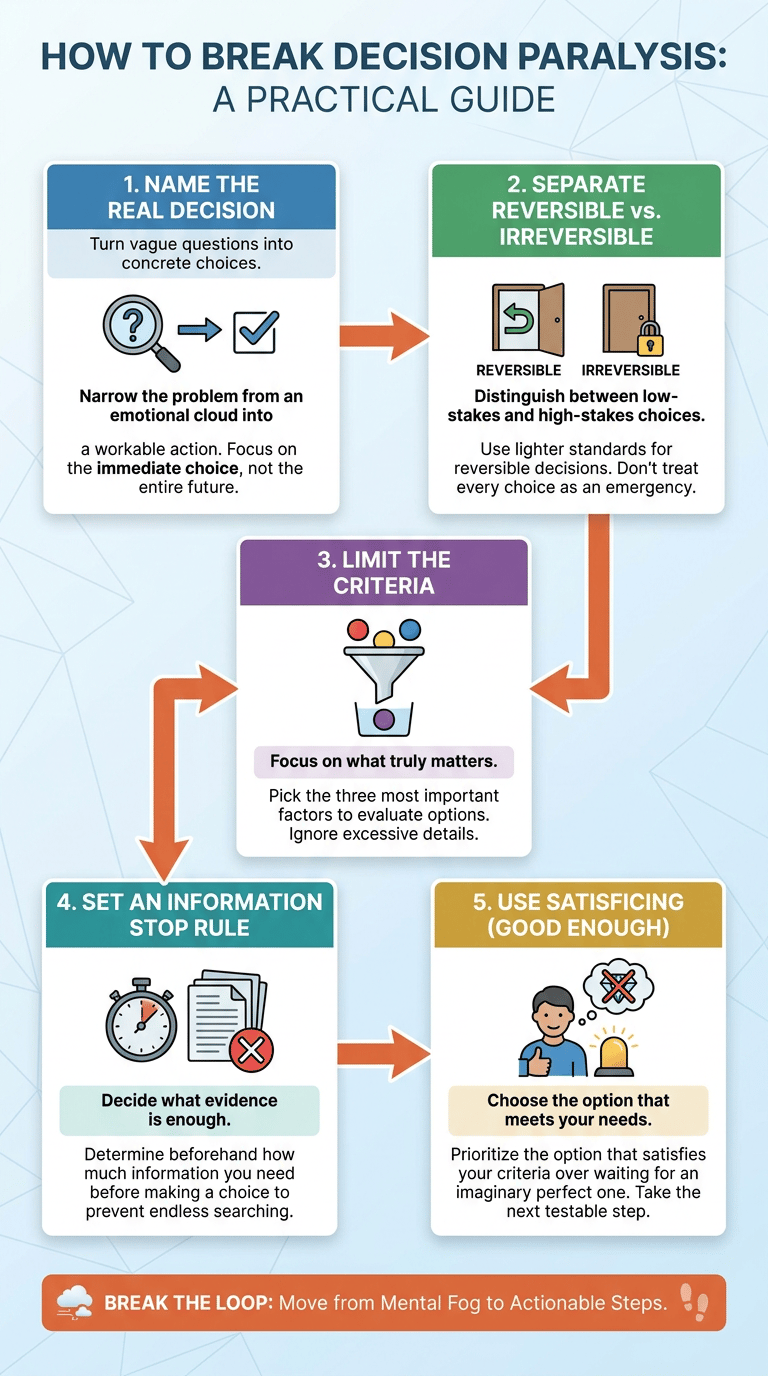 Decision Paralysis Psychology: Why You Freeze When Choosing infographic