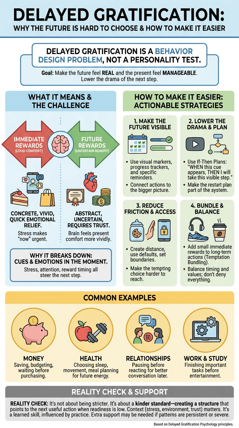 Delayed Gratification Psychology: Why Future Rewards Are Hard to Choose infographic