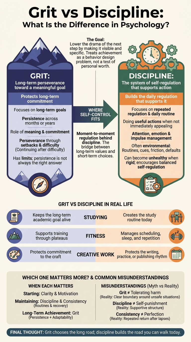 Grit vs Discipline: What Is the Difference in Psychology? infographic