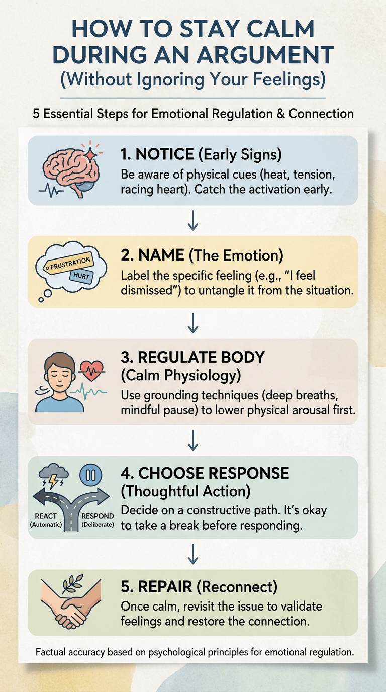 How to Stay Calm During an Argument Without Ignoring Your Feelings infographic