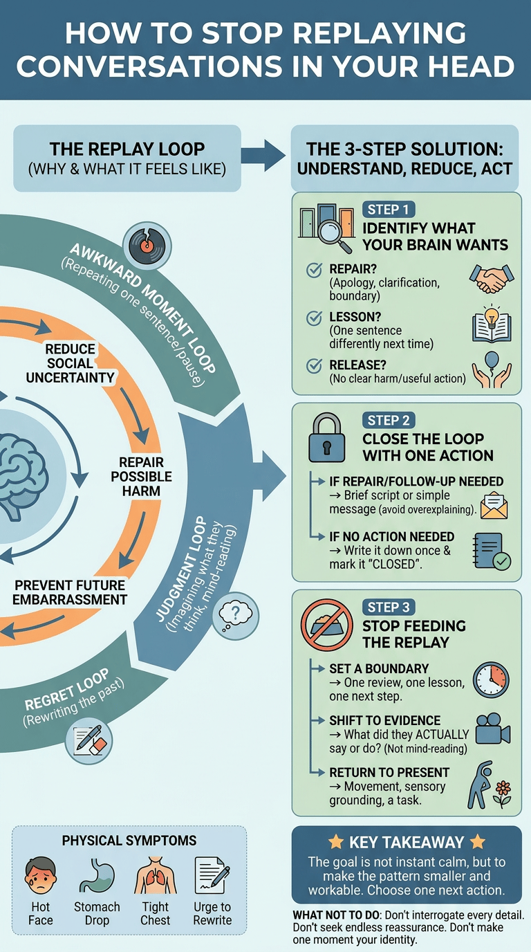How to Stop Replaying Conversations in Your Head infographic