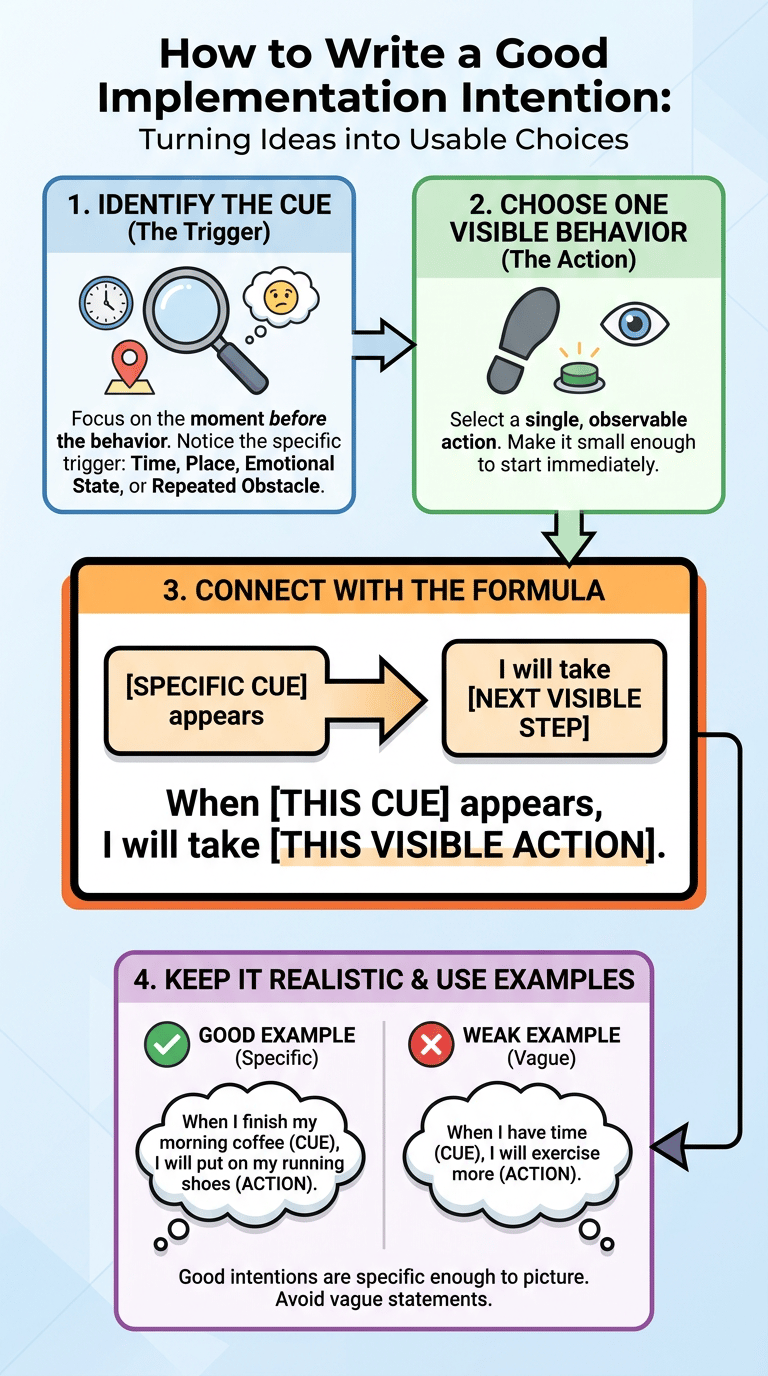 Implementation Intentions Examples: How If-Then Planning Helps You Follow Through infographic