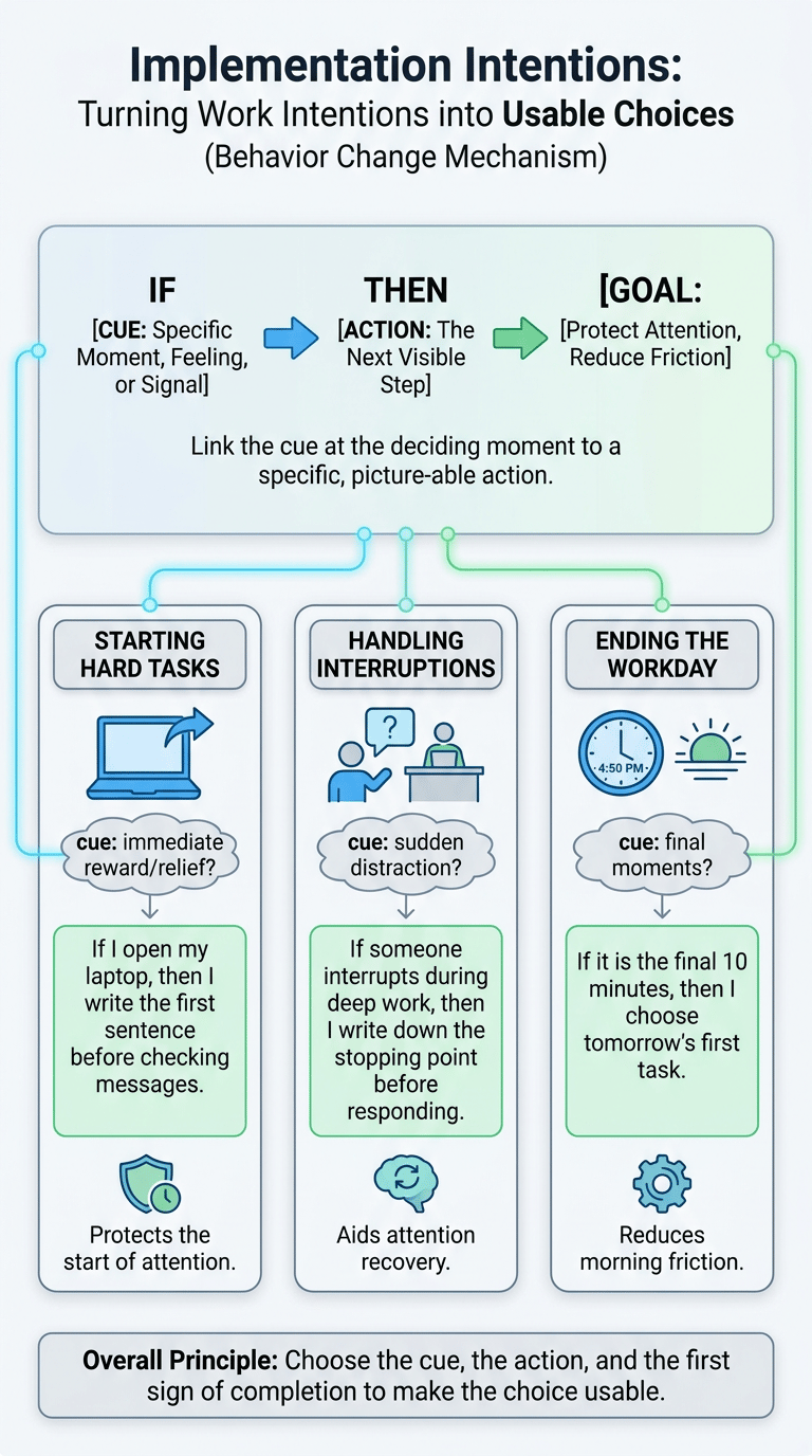 Implementation Intentions Examples: How If-Then Planning Helps You Follow Through infographic