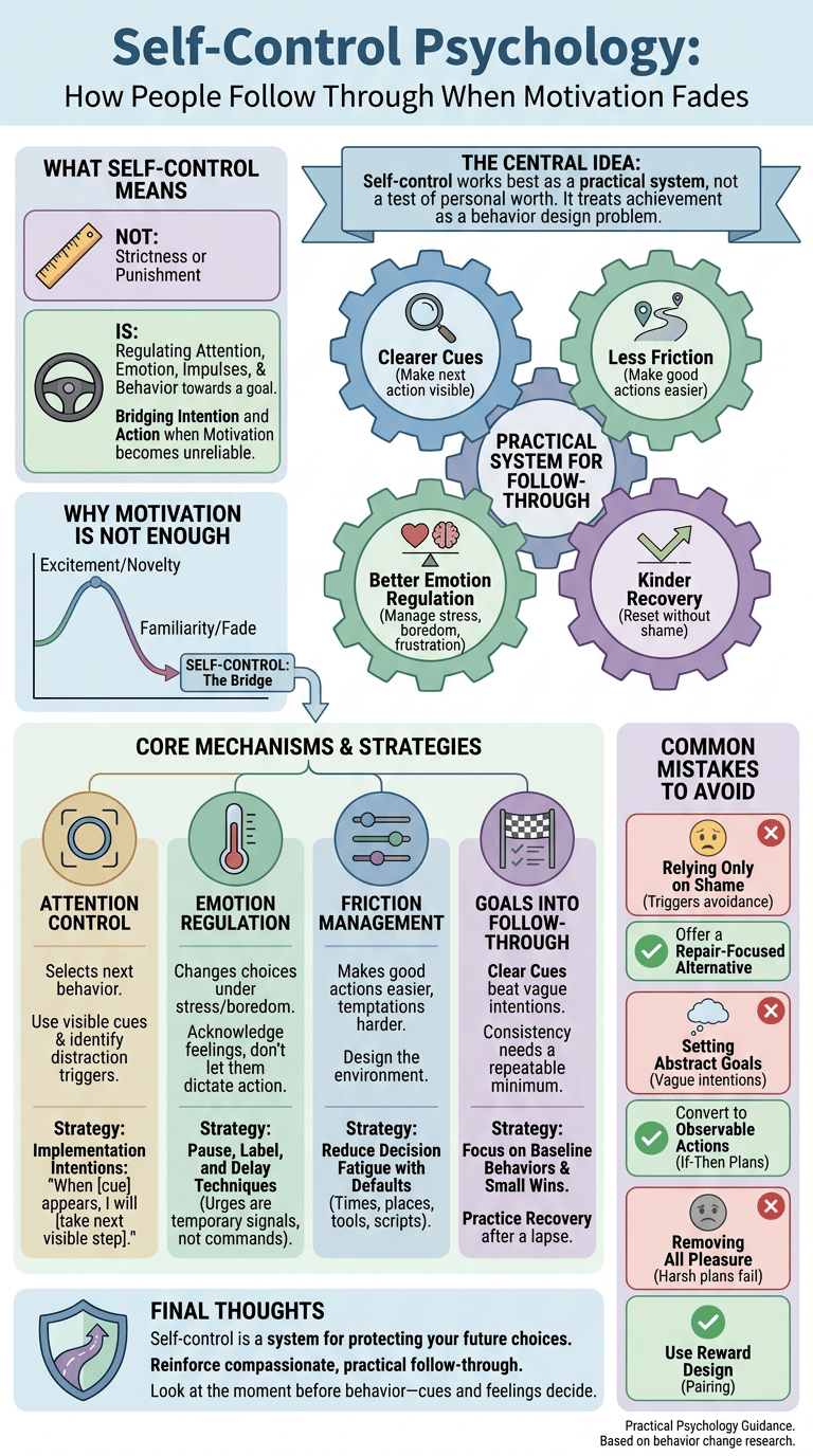 Self-Control Psychology: How People Follow Through When Motivation Fades infographic