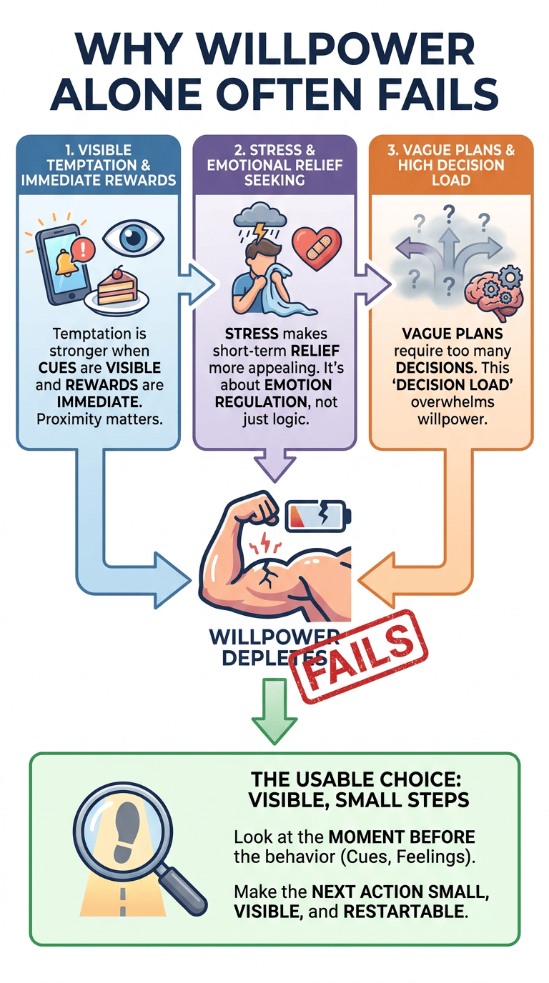 Self-Control vs Willpower: Why Force Is Only One Part of Follow-Through infographic