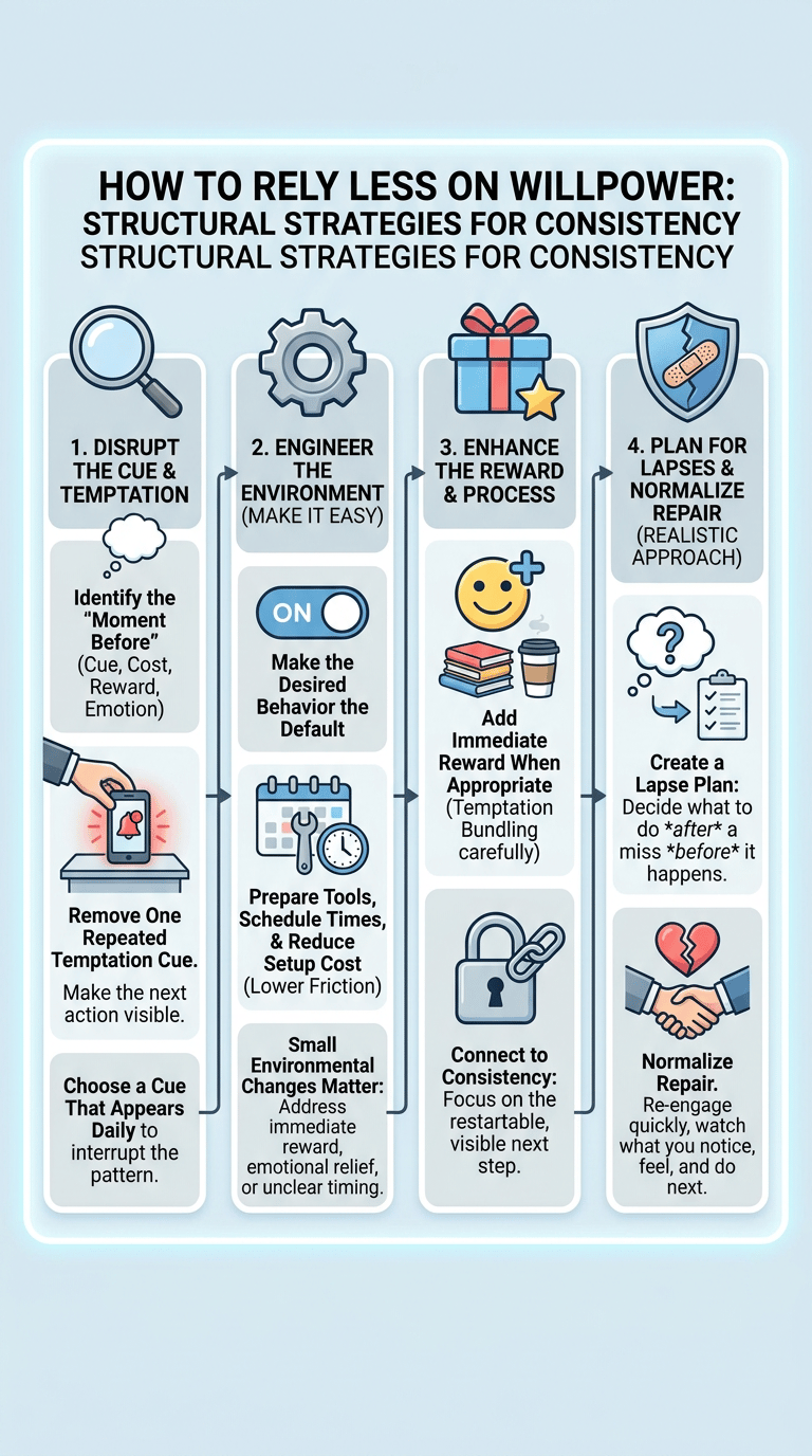 Self-Control vs Willpower: Why Force Is Only One Part of Follow-Through infographic