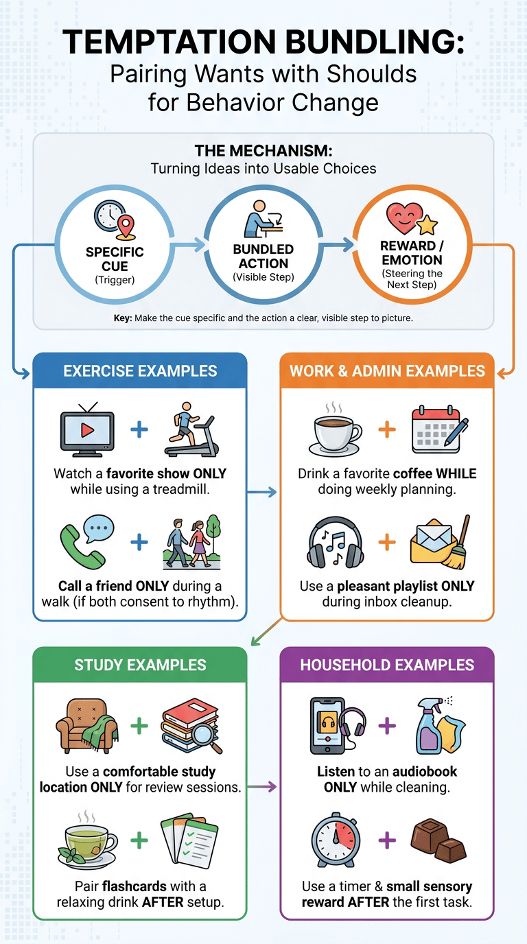 Temptation Bundling Psychology: How Pairing Rewards With Hard Tasks Helps Follow-Through infographic
