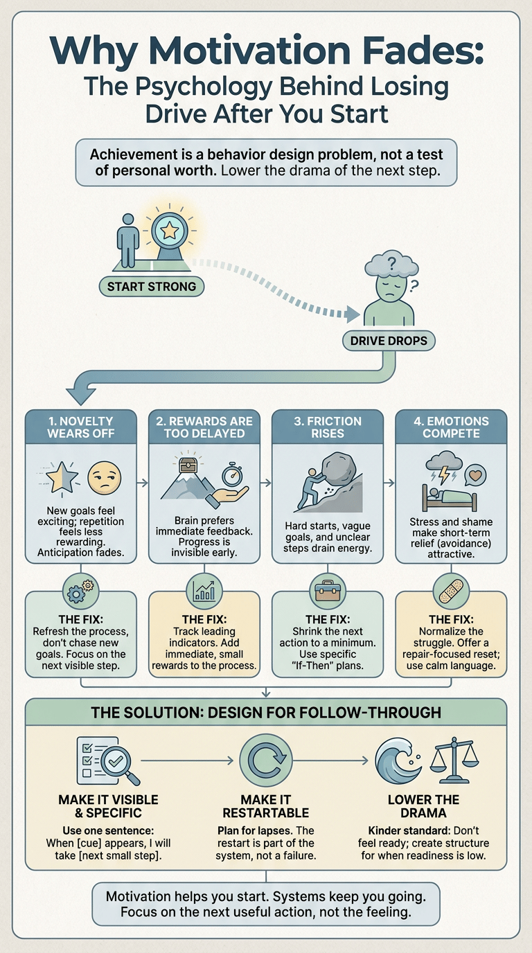 Why Motivation Fades: The Psychology Behind Losing Drive After You Start infographic
