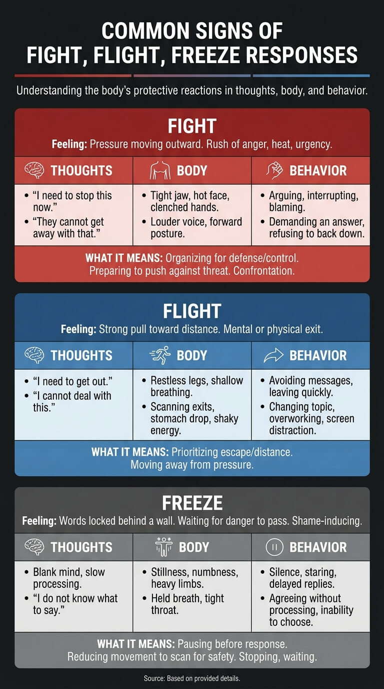 Common Signs of Each Response