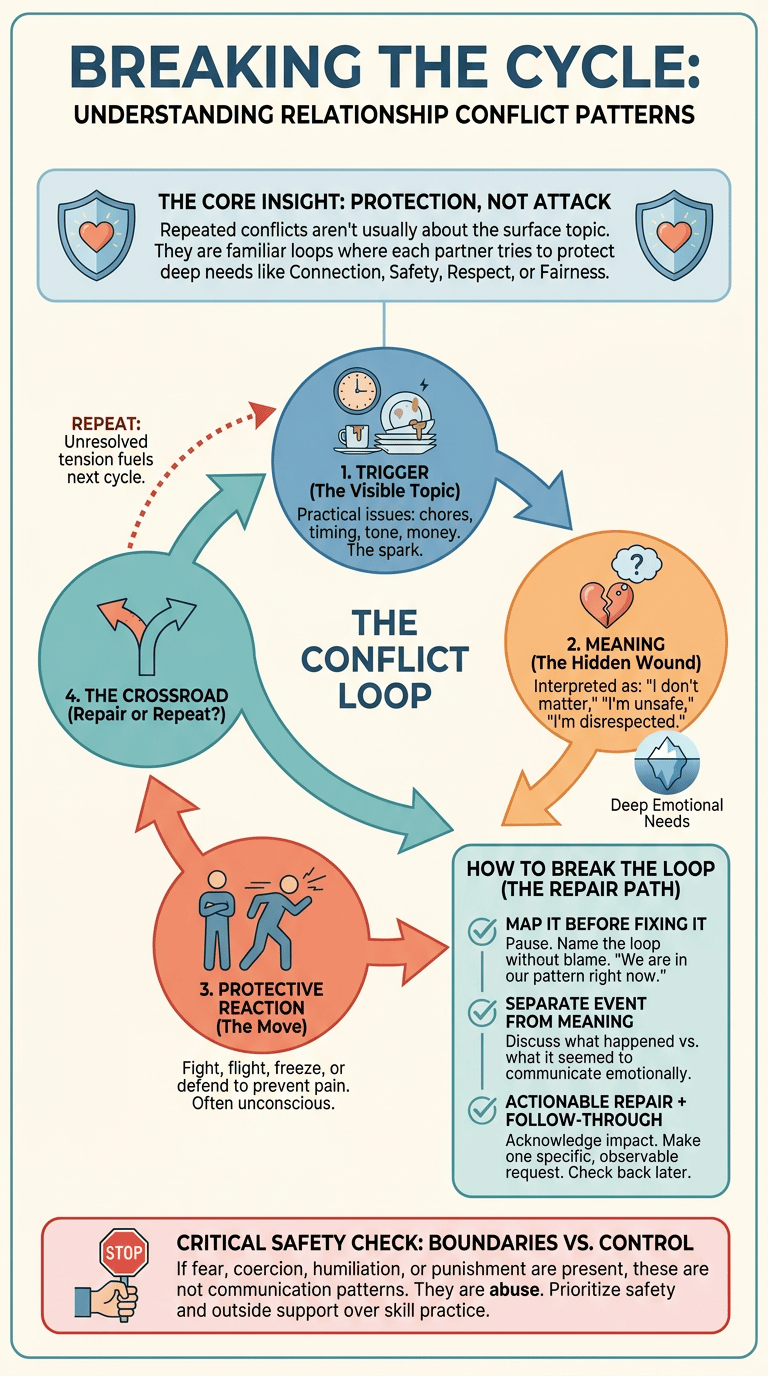 Relationship Conflict Patterns: Why Couples Repeat the Same Communication Loops infographic full article