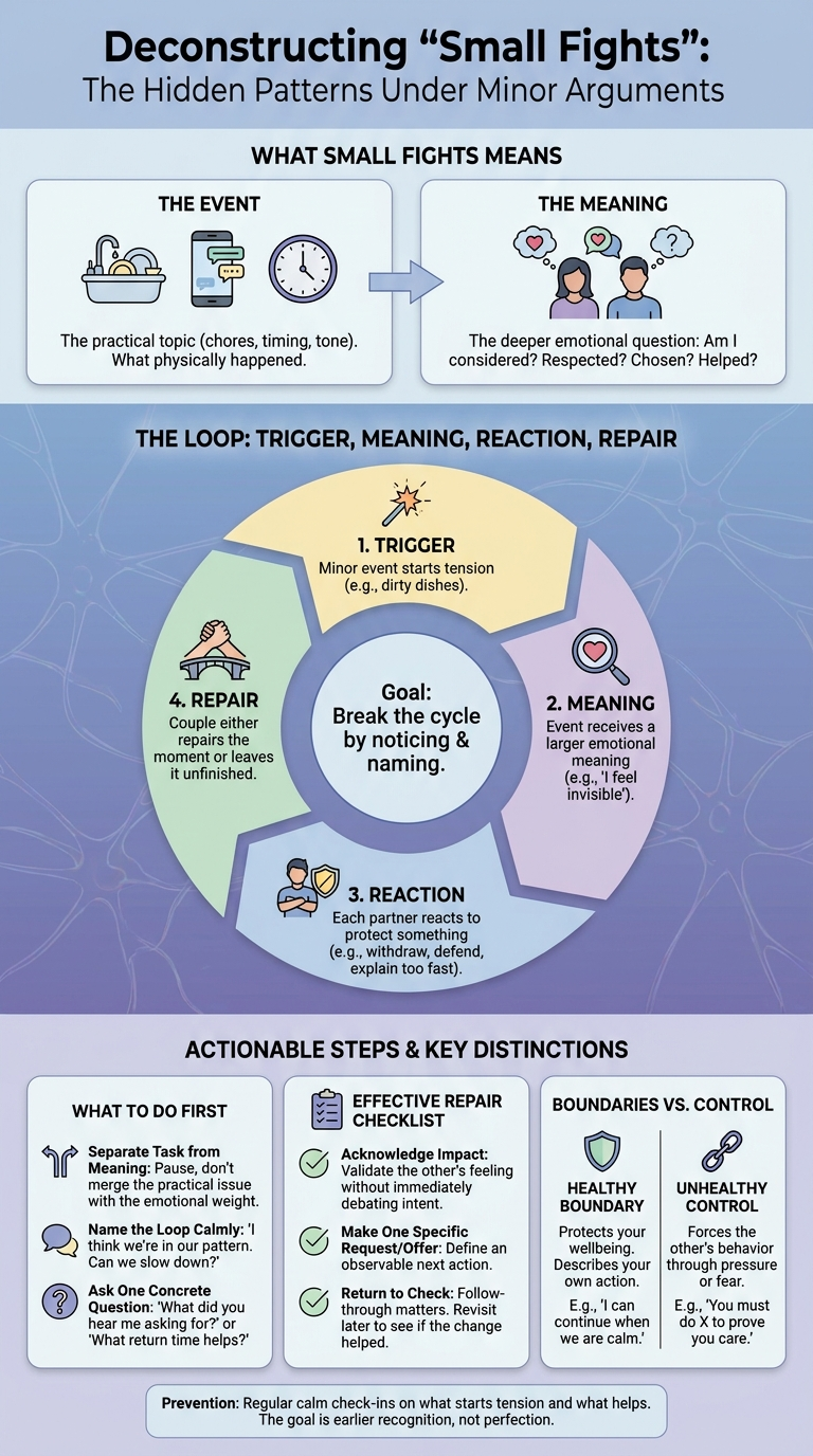 Why Couples Fight Over Small Things: The Hidden Patterns Under Minor Arguments infographic full article