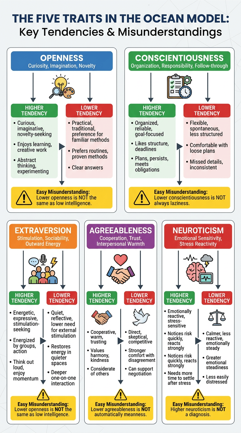 Big Five Personality Traits: A Practical Guide to the OCEAN Model infographic section 2