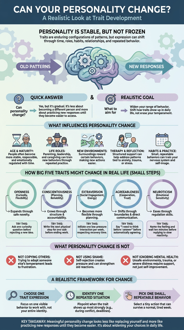 Can Your Personality Change? What Psychology Says About Trait Change infographic full article