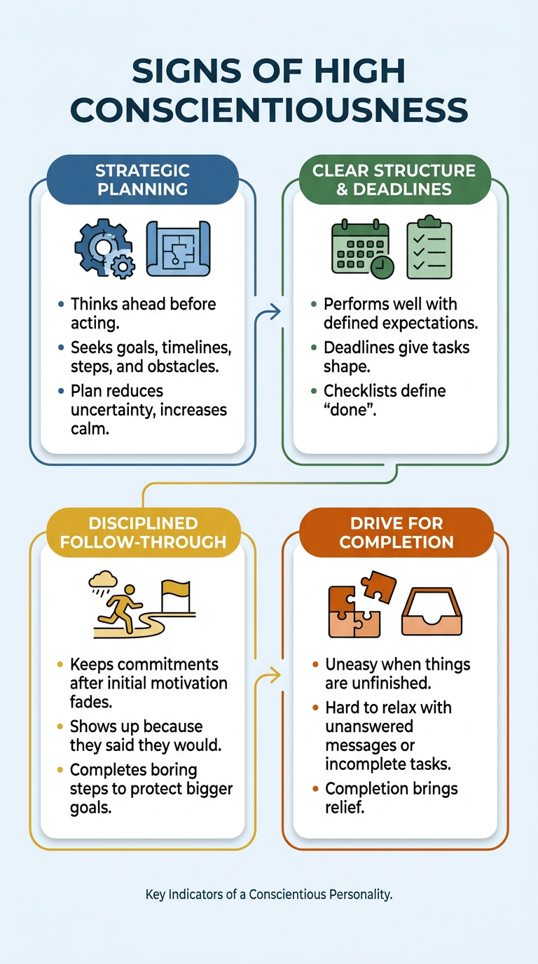 Conscientiousness Personality Trait: What It Means for Structure, Responsibility, and Follow-Through infographic section 1