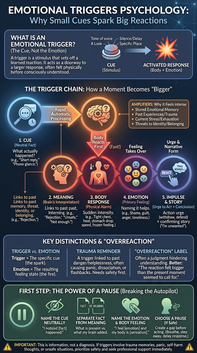 Emotional Triggers Psychology: Why Some Reactions Feel Bigger Than the Moment full article infographic
