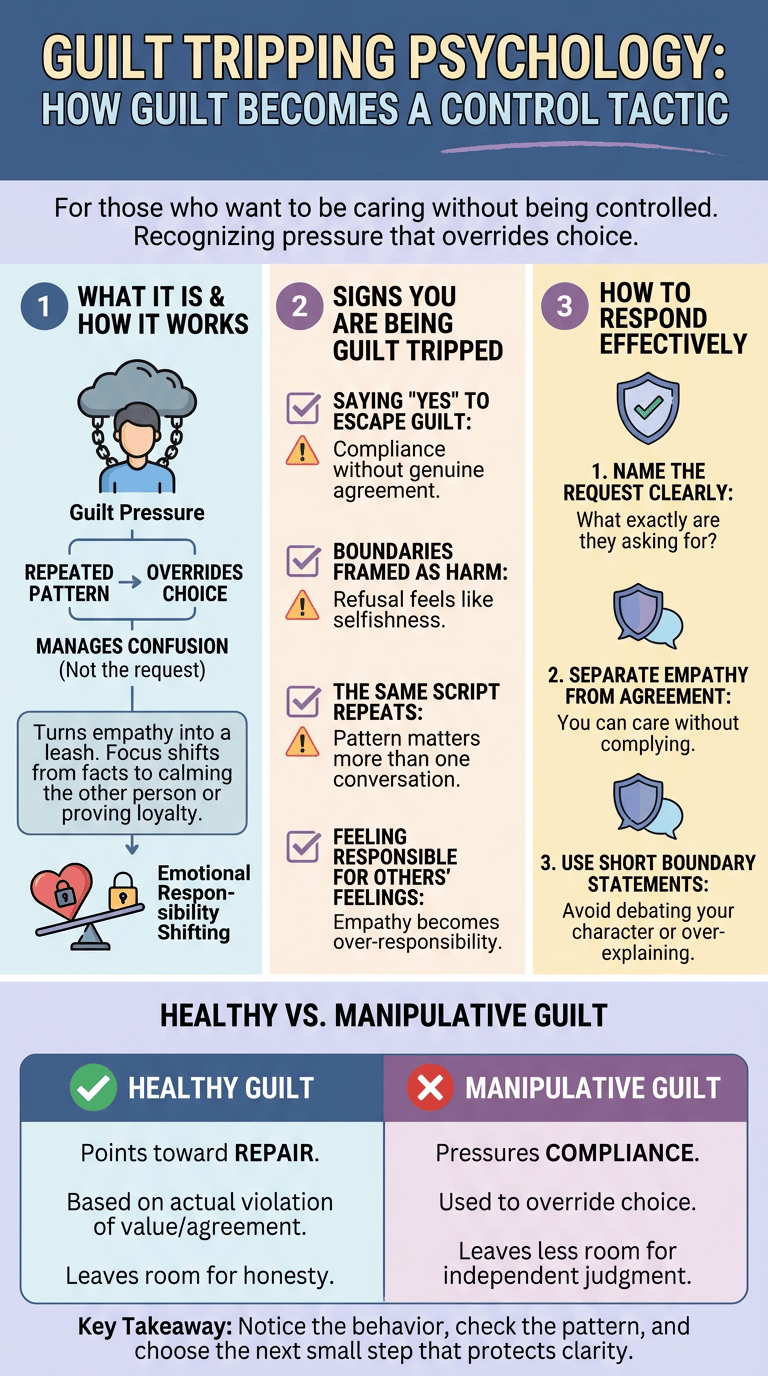 Guilt Tripping Psychology: How Guilt Becomes a Control Tactic infographic
