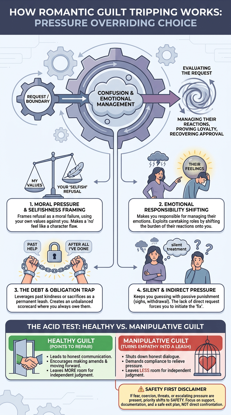 Guilt Tripping Psychology: How Guilt Becomes a Control Tactic infographic