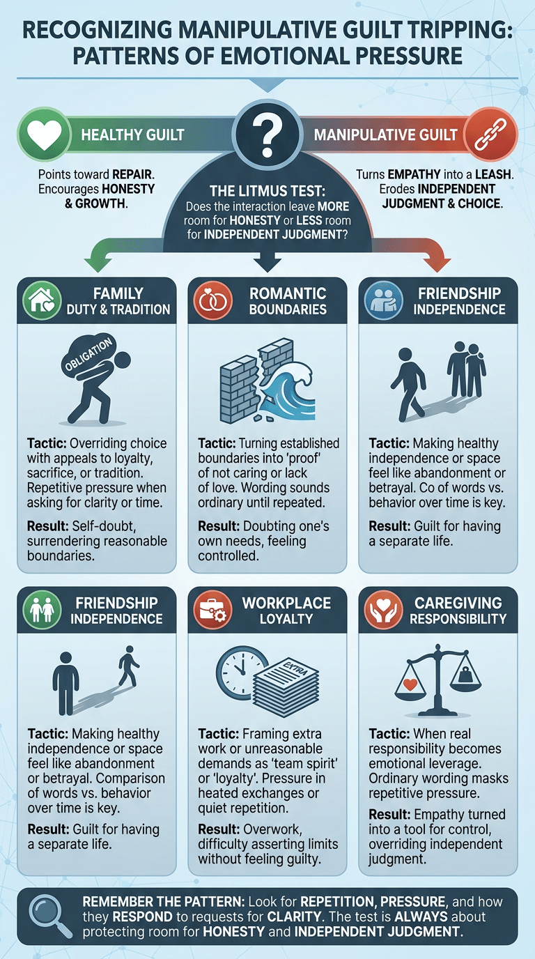 Guilt Tripping Psychology: How Guilt Becomes a Control Tactic infographic
