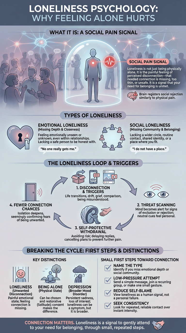 Loneliness Psychology: Why Feeling Alone Hurts So Much full article infographic