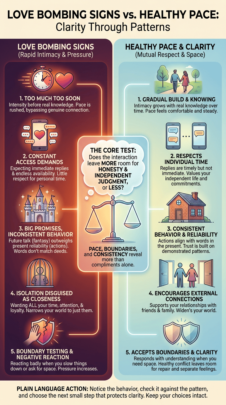 Love Bombing Psychology: Why Intense Affection Can Become a Control Tactic infographic