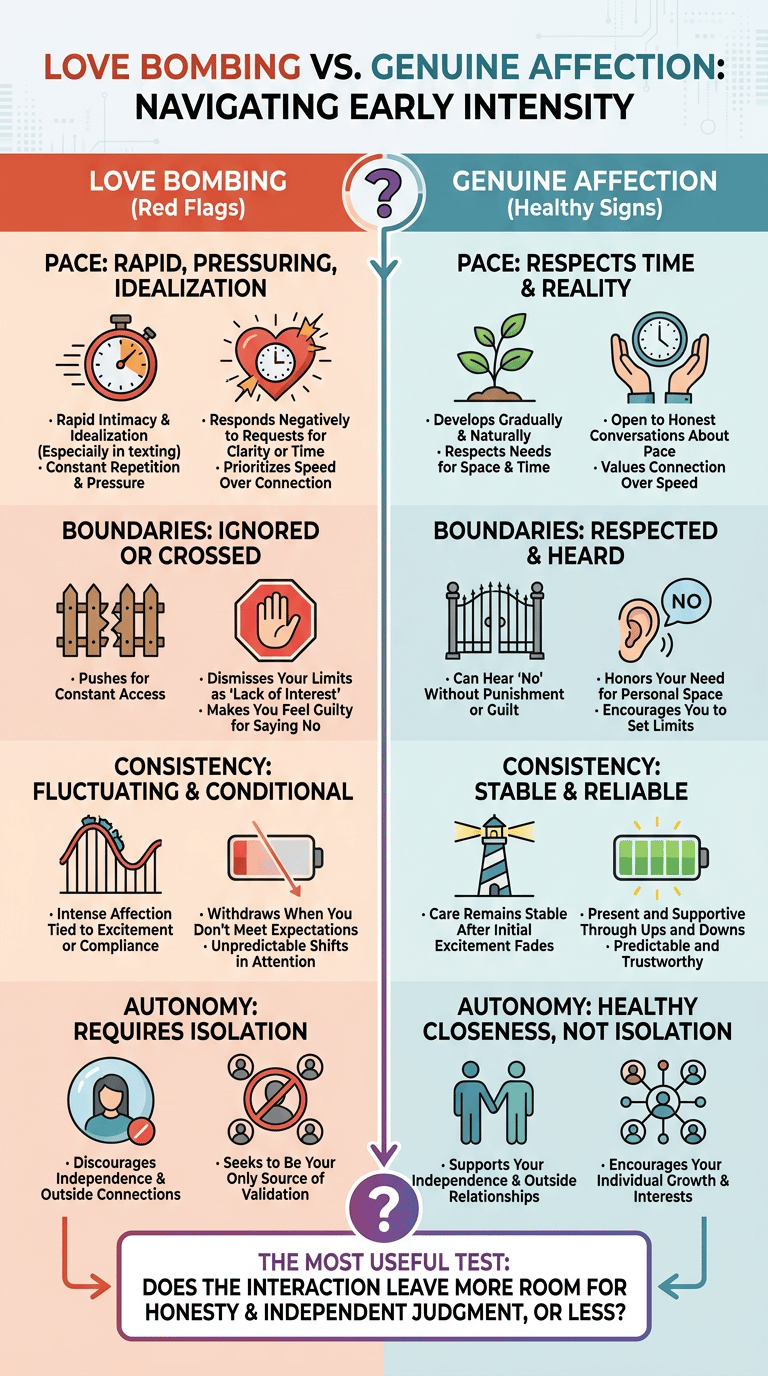 Love Bombing Psychology: Why Intense Affection Can Become a Control Tactic infographic