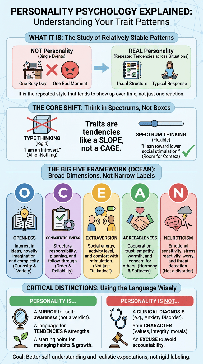 Personality Psychology Explained: How Trait Psychology Helps You Understand Yourself infographic full article