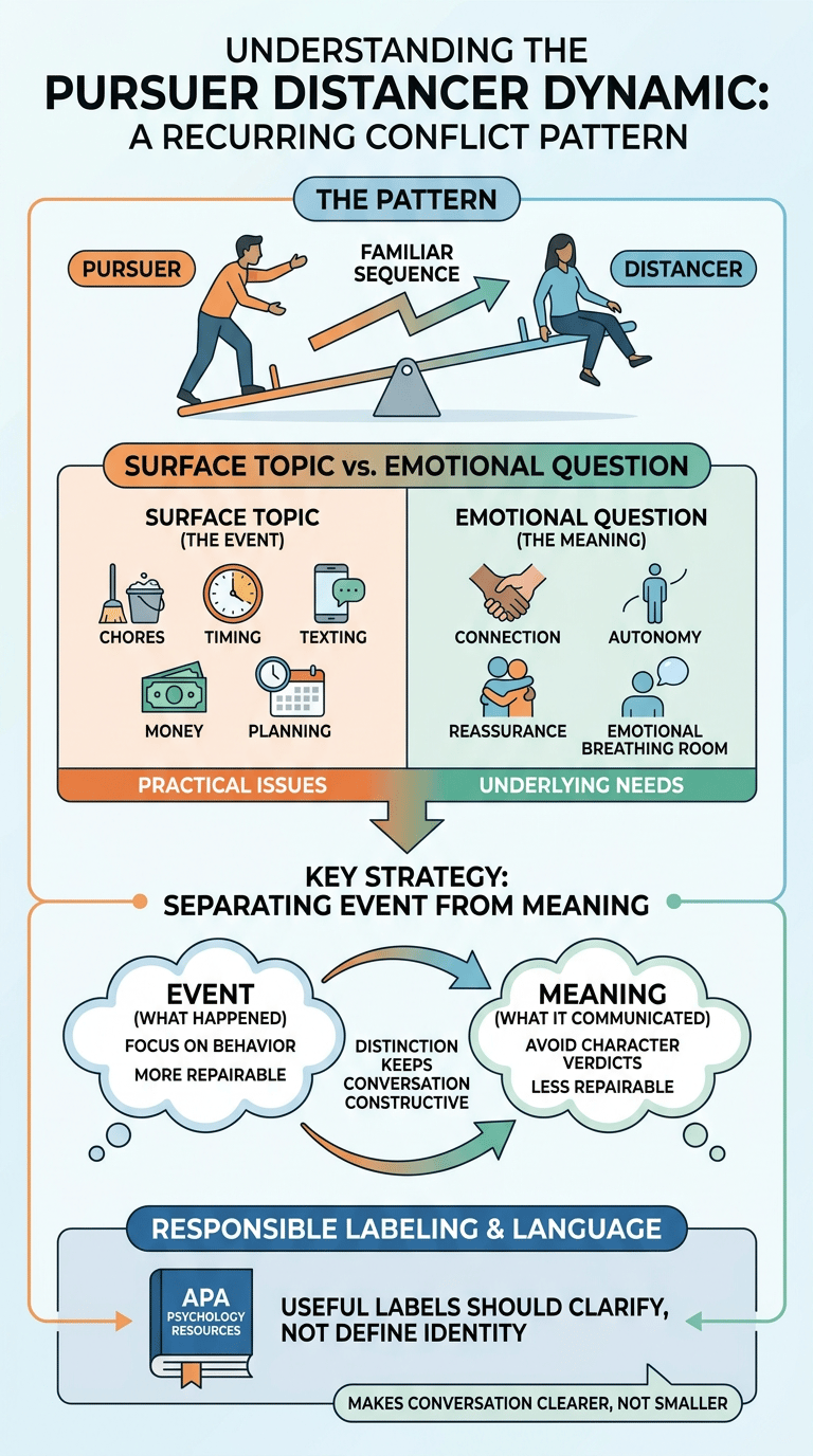 Pursuer Distancer Dynamic: Why One Partner Pushes While the Other Pulls Away infographic section 1