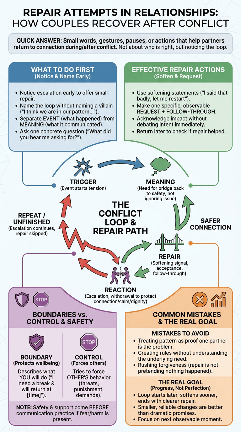 Repair Attempts in Relationships: How Couples Recover After Conflict infographic full article