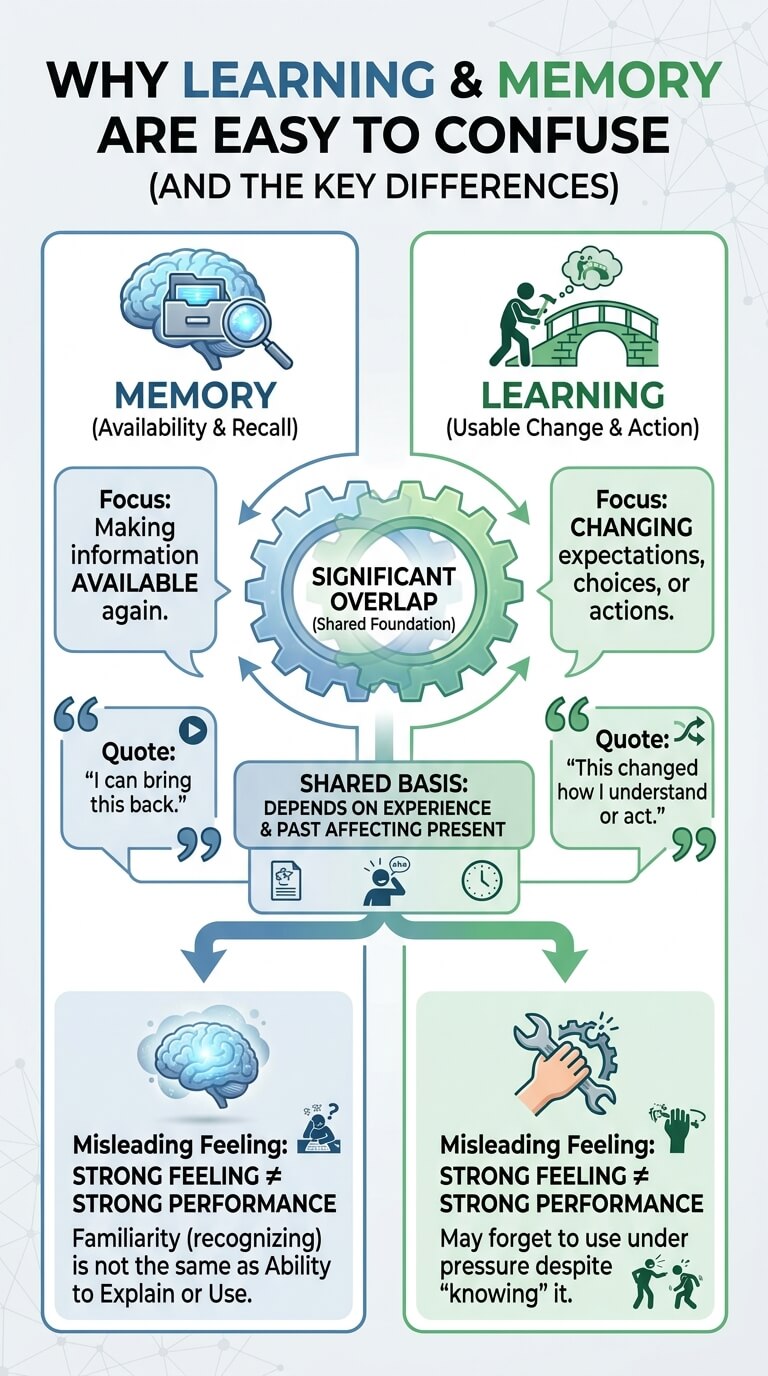 Why Learning and Memory Are Easy to Confuse