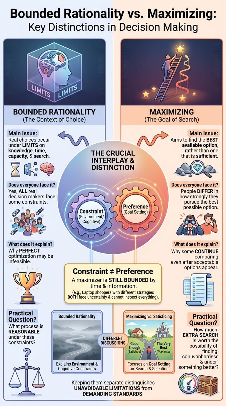 Bounded Rationality vs Maximizing