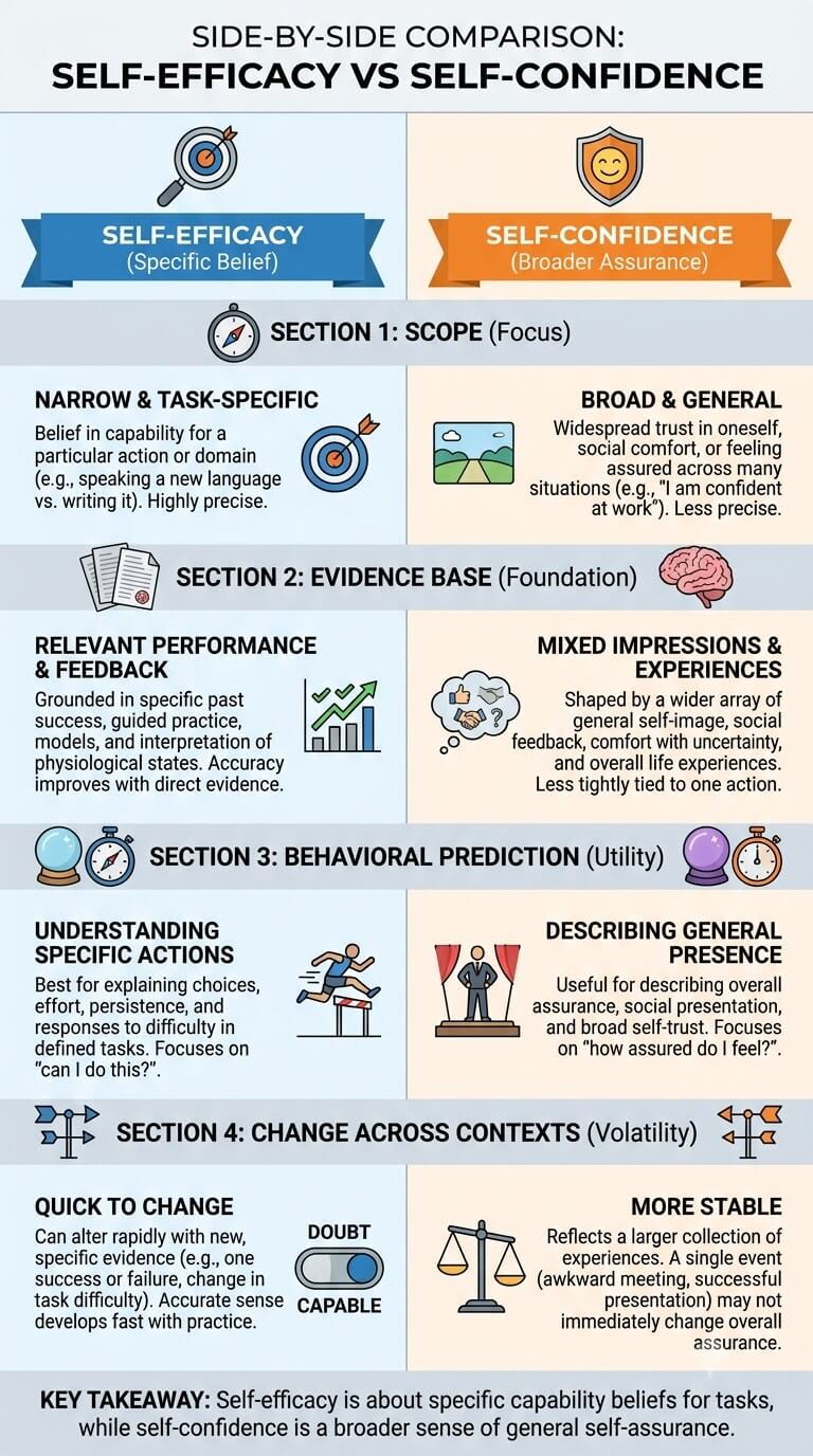 Side-by-Side Comparison: Self-Efficacy vs Self-Confidence