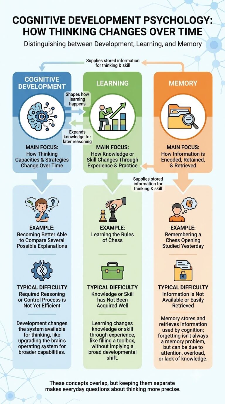 Cognitive Development vs Learning vs Memory