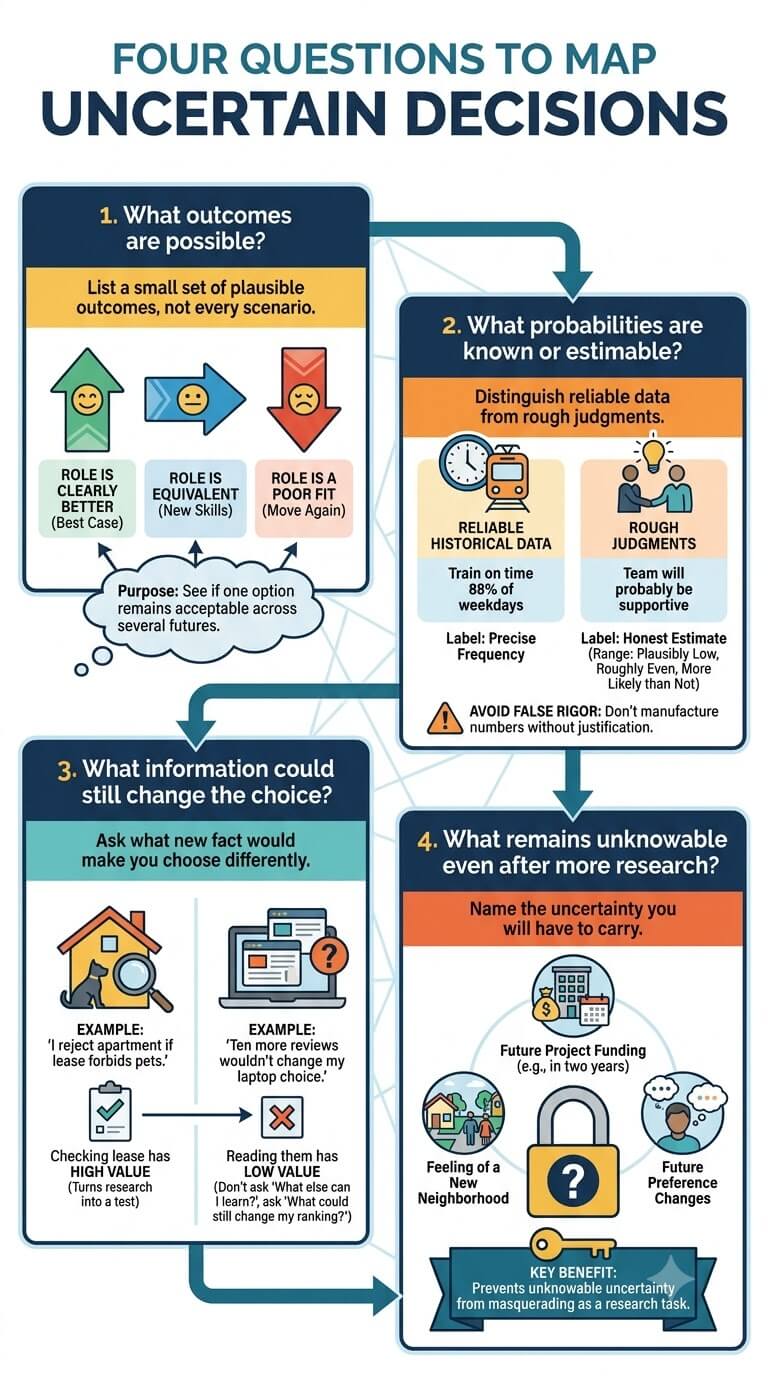 Four Questions to Map an Uncertain Decision
