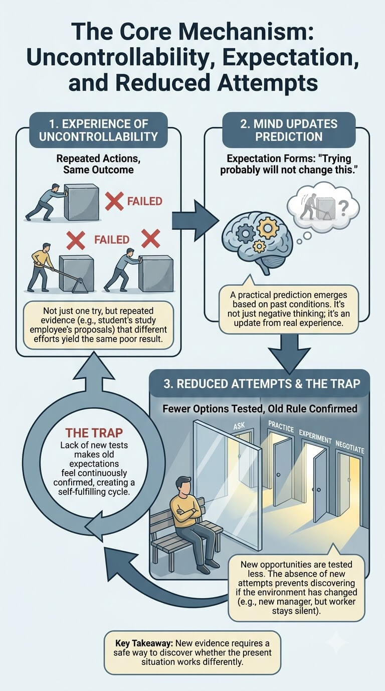 The Core Mechanism: Uncontrollability, Expectation, and Reduced Attempts