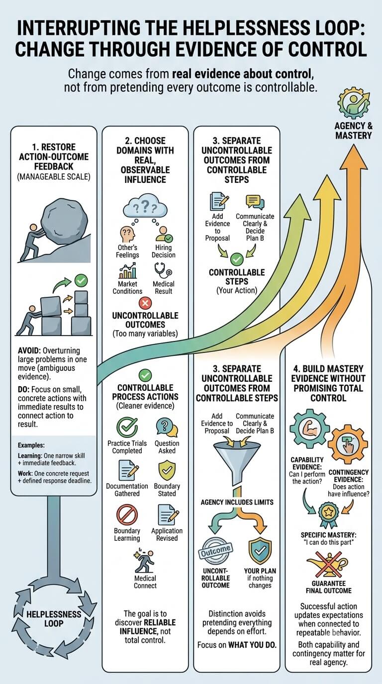 What Can Interrupt the Helplessness Loop