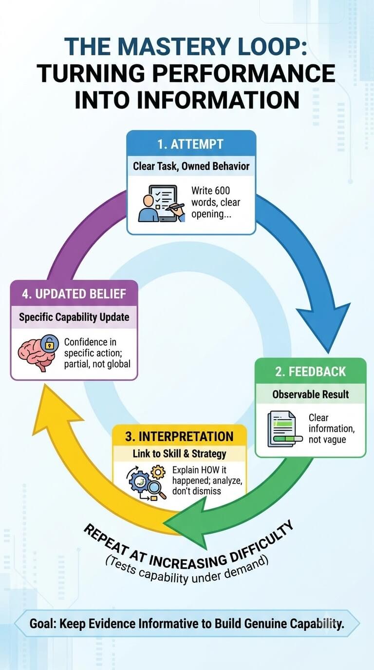 The Mastery Loop: Attempt → Feedback → Interpretation → Updated Belief