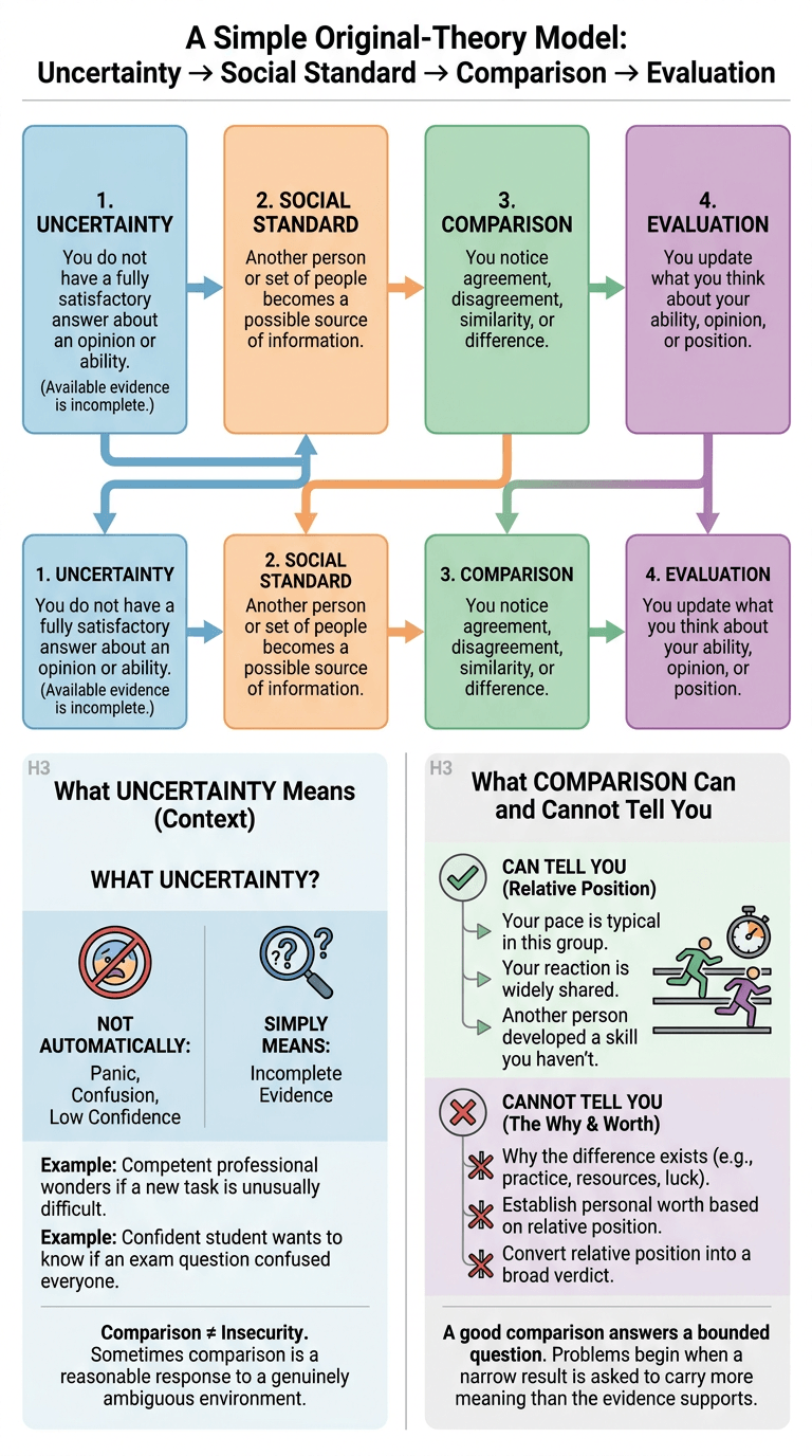 A Simple Original-Theory Model: Uncertainty → Social Standard → Comparison → Evaluation