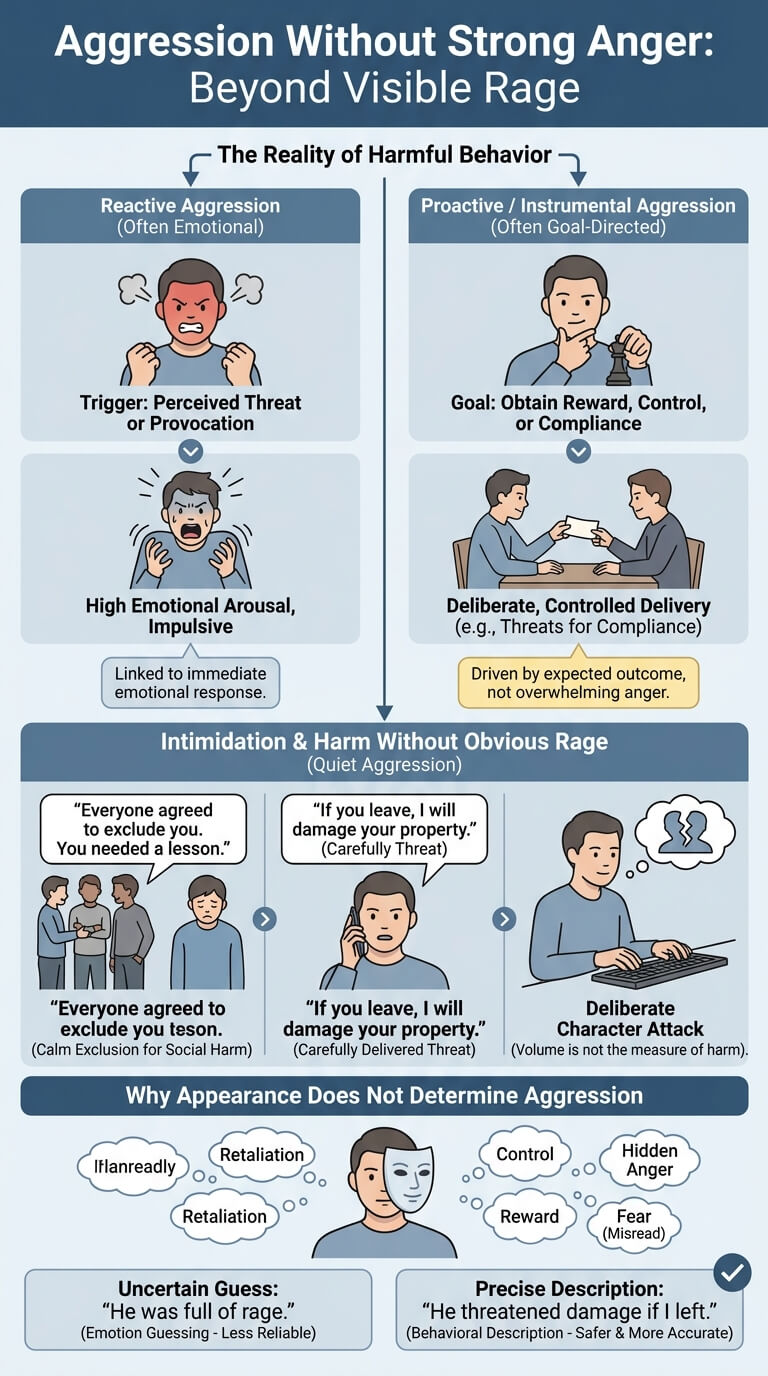 Aggression Without Strong Anger