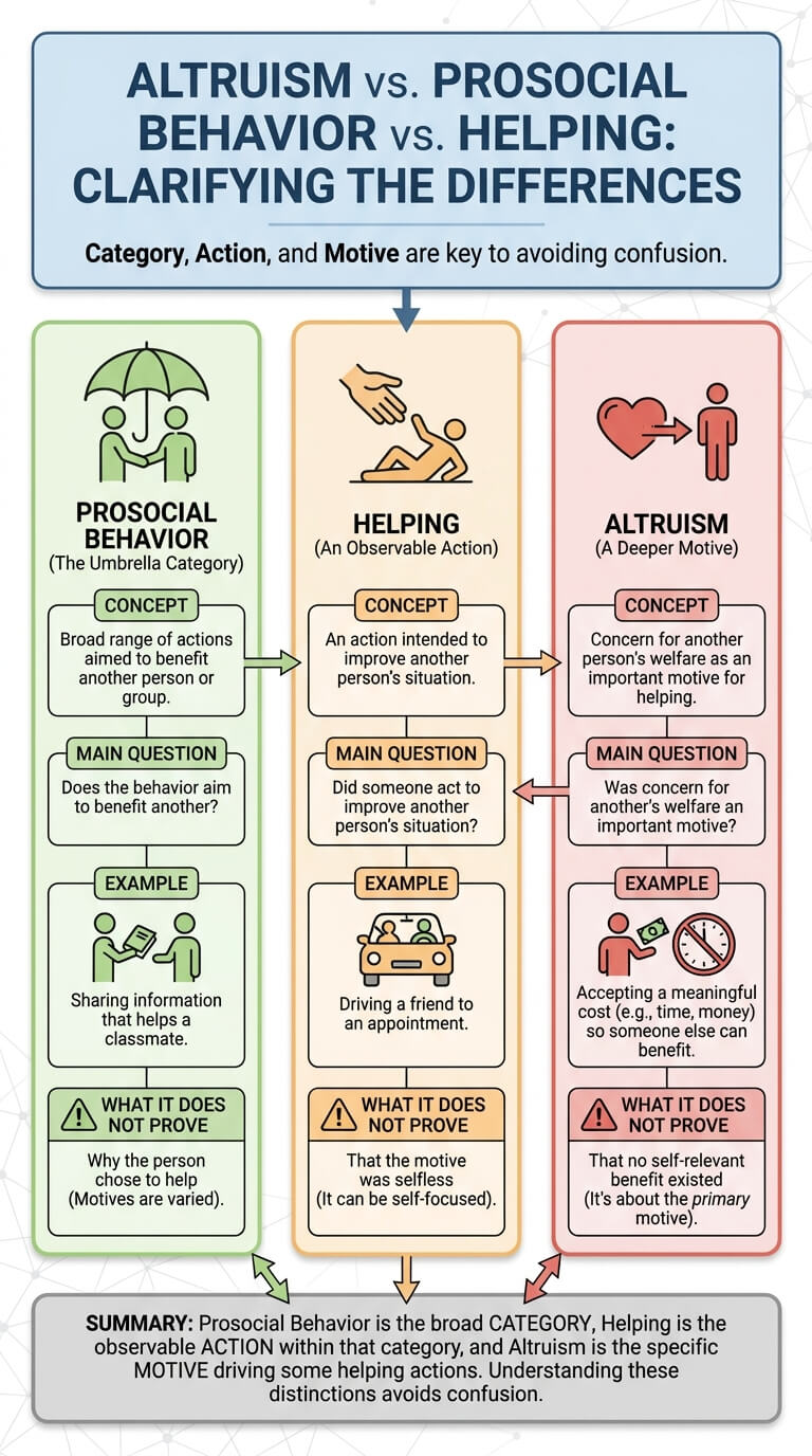 Altruism vs Prosocial Behavior vs Helping