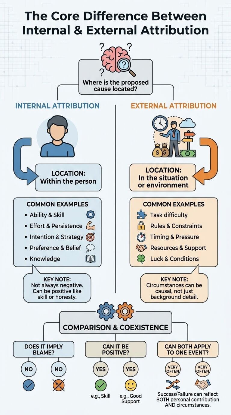 The Core Difference Between Internal and External Attribution