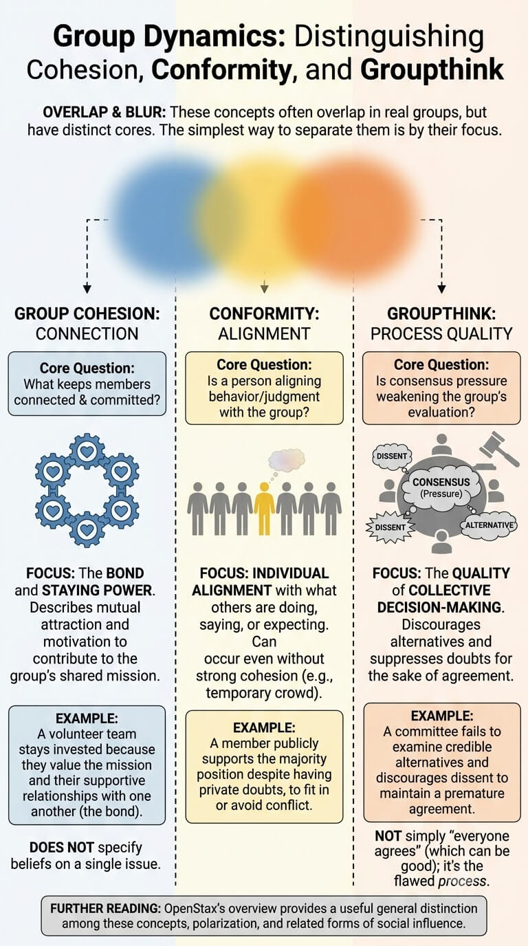 Group Cohesion vs Conformity vs Groupthink