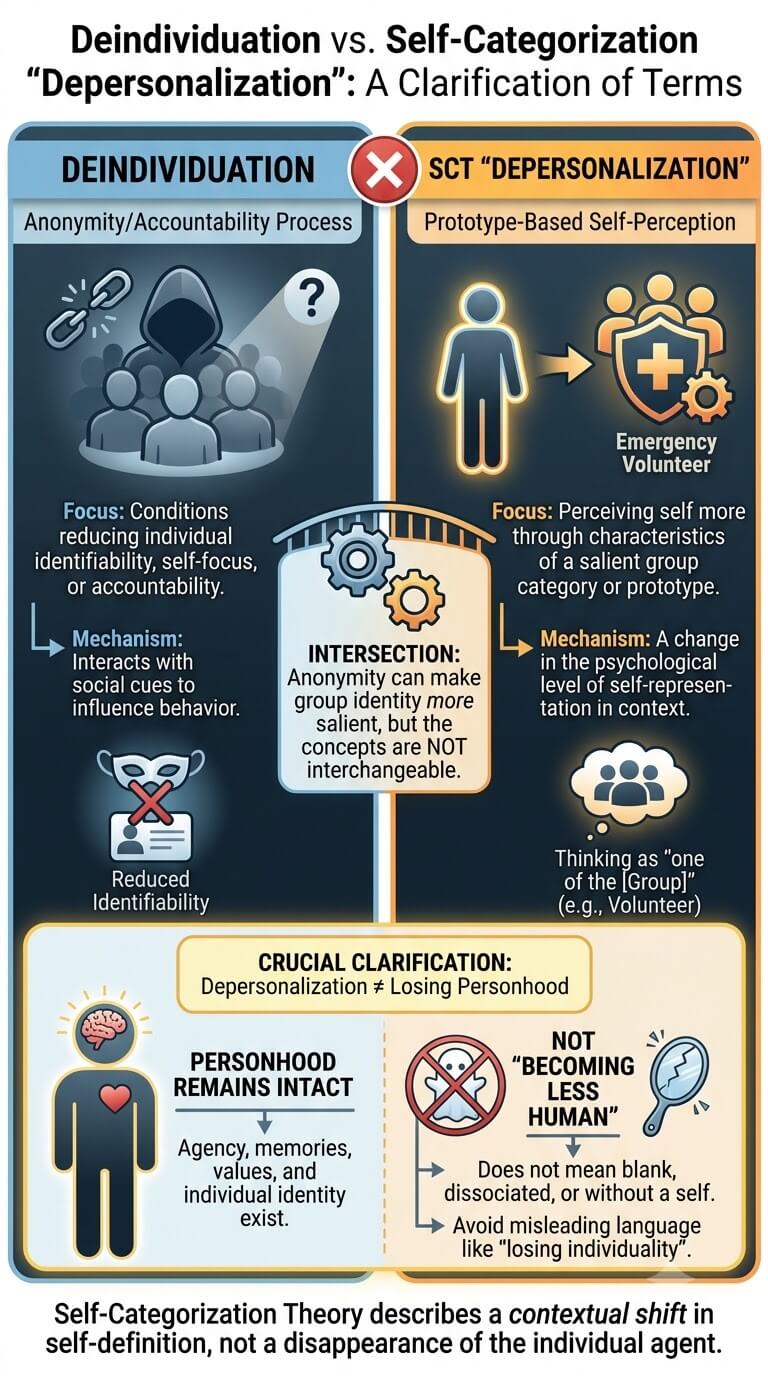 Deindividuation vs Self-Categorization “Depersonalization”