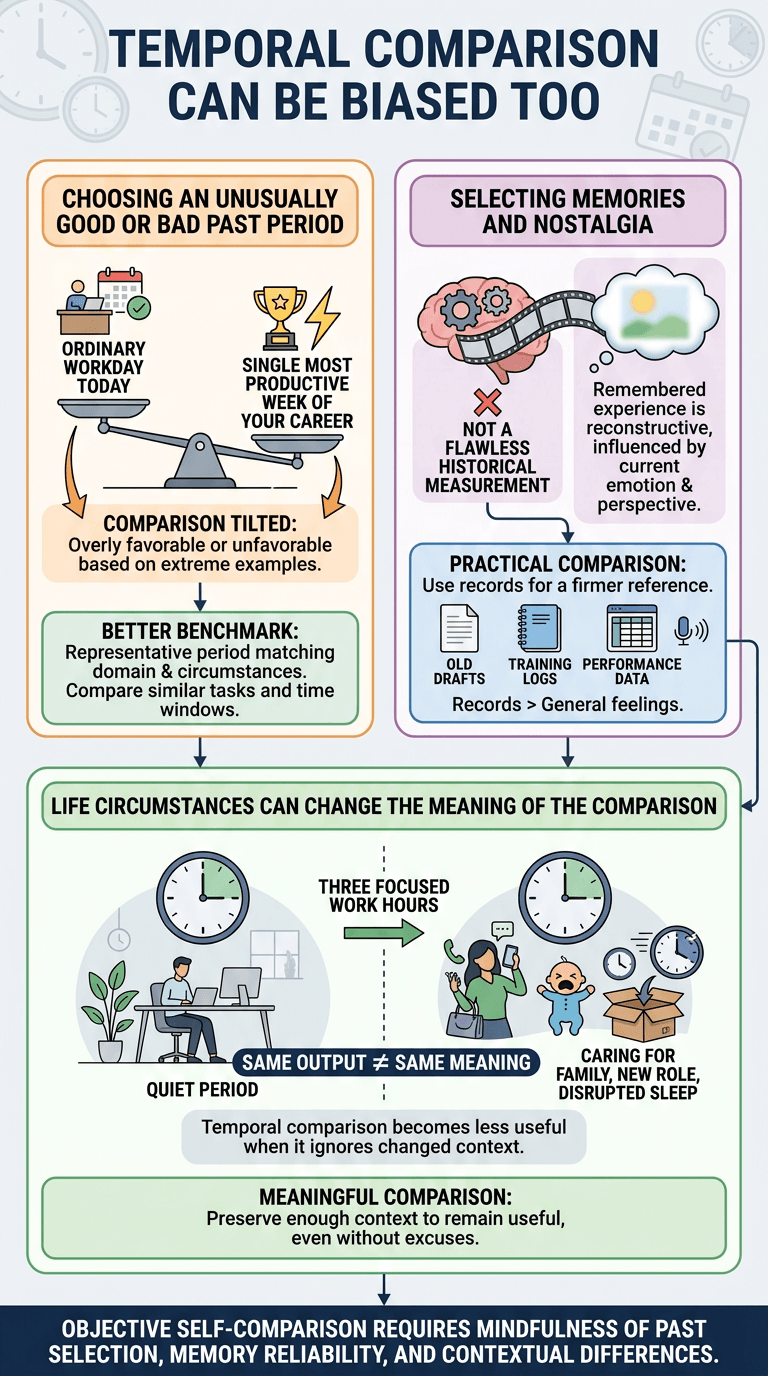 Temporal Comparison Can Be Biased Too