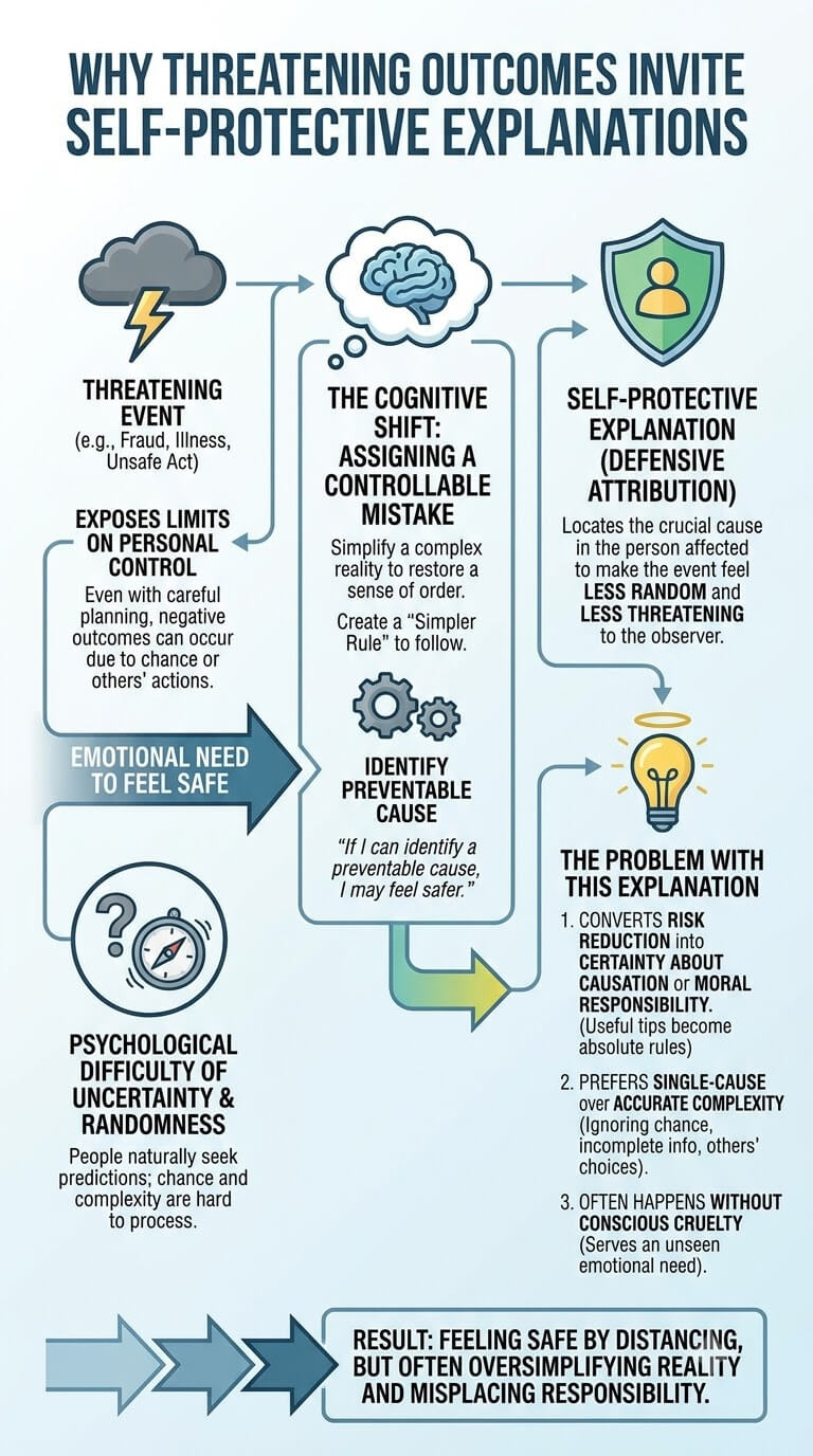Why Threatening Outcomes Invite Self-Protective Explanations